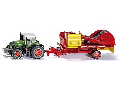 SIKU Farmer - Traktor s vlekem na sklizeň brambor 1:87