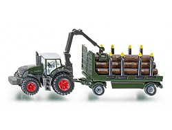 SIKU Farmer - traktor s lesním přívěsem 1:87