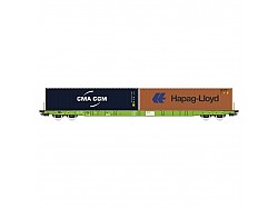 Plošinový vůz s kontejnery Sggnss SETG - CMA-CGM + Hapag Lloyd