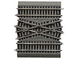Středový díl pro dvojité kolejové křížení s gumovým podložím 