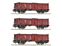 set tří vozů na uhlí DR Ommu