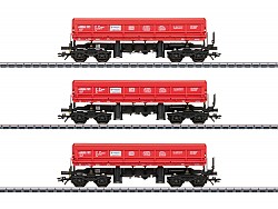 Set tří sklopných vozů DB na štěrk