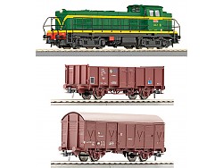 Diesel loko serie 307 RENFE s nákladními vagóny